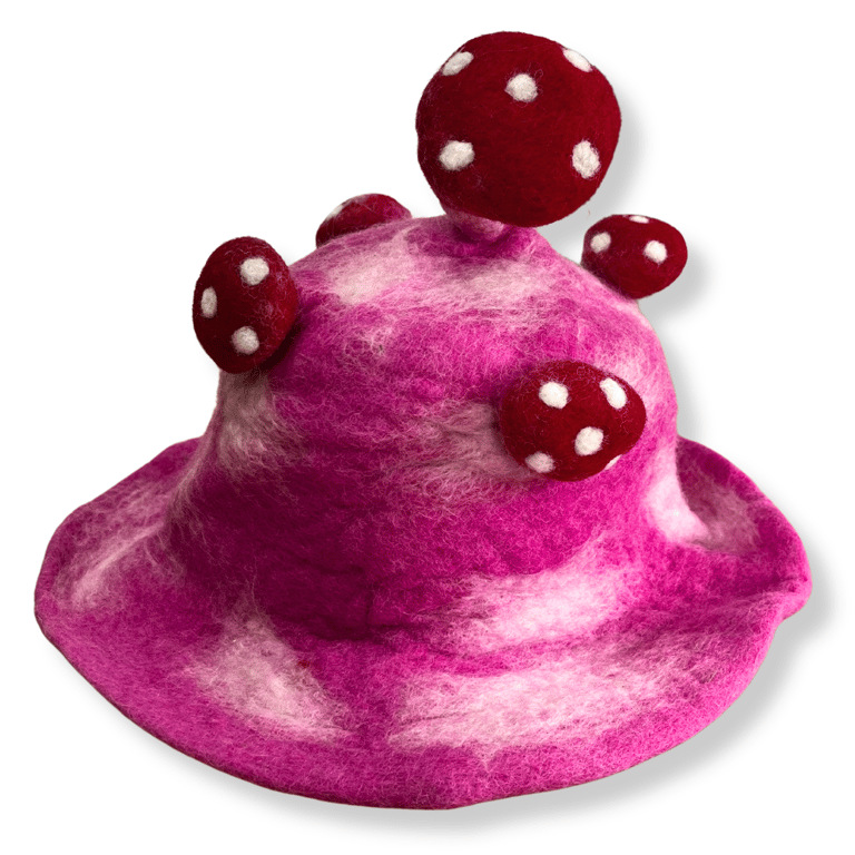 Shocking Pink Felted Mushroom Hat - Cozy & Stylish