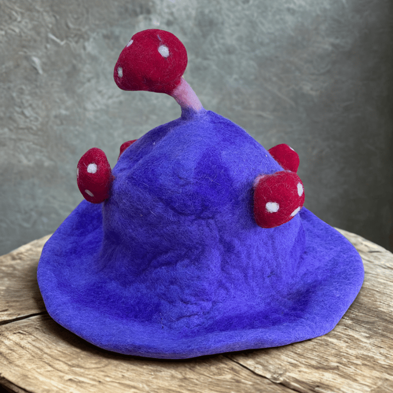 Felted Purple Haze Mushroom Hat - Cozy & Dreamy Style