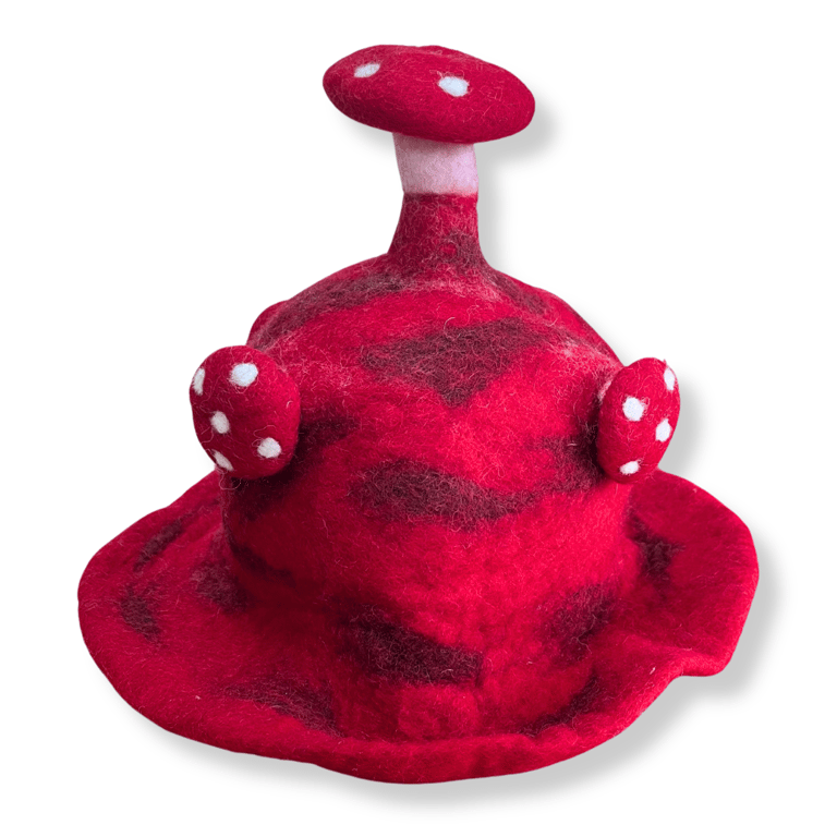 Felted Red Mushroom Hat - Warm & Stylish Rush To The Head