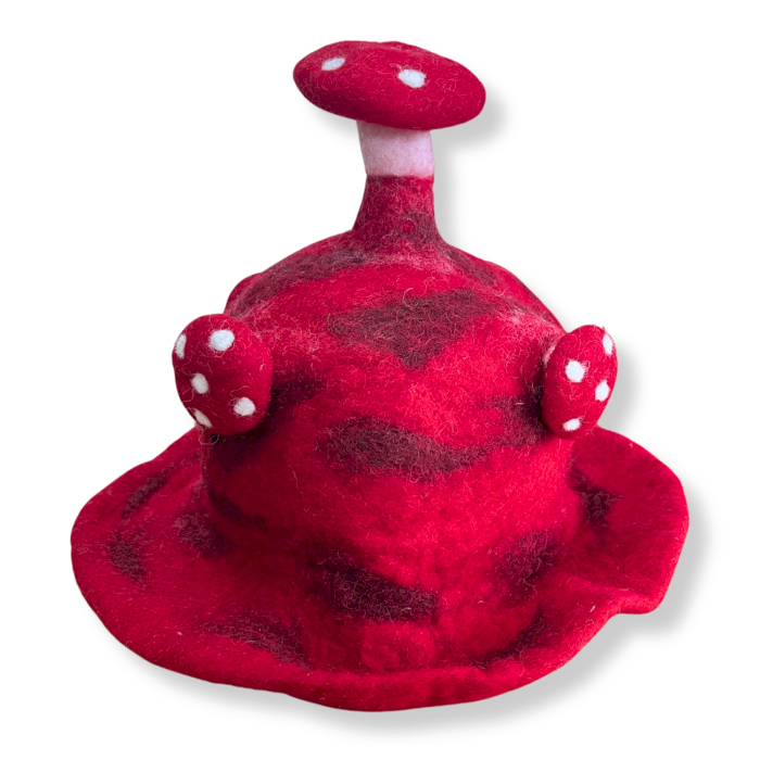 Felted Red Mushroom Hat - Warm & Stylish Rush To The Head
