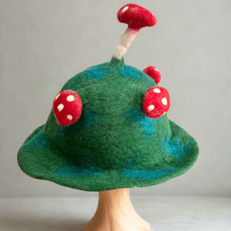 Handmade Felt Mushroom Hat - Moss Green by Moss Mountain