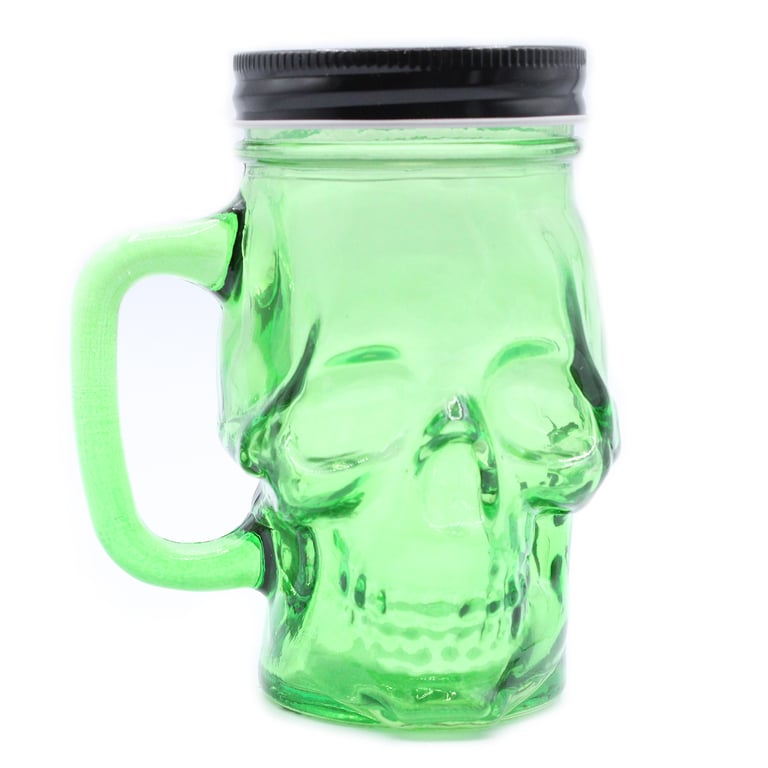 Funky Mason Jar - Vintage Green Skull Home Decor
