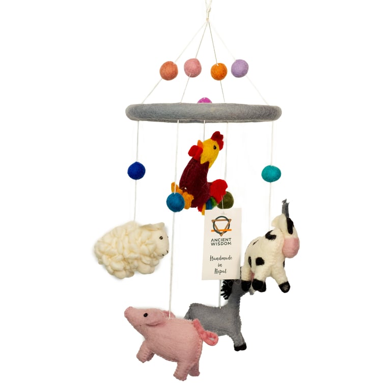 Handmade Felt Mobiles - Farm Animal Themes - ArtisanCrafts Co.