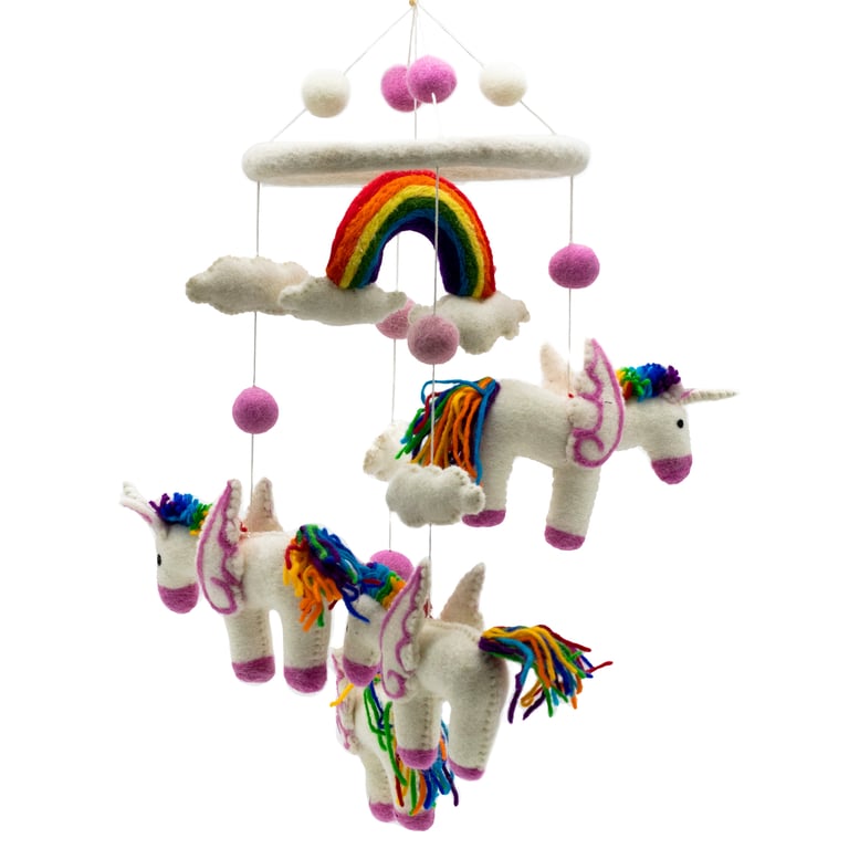 Felt Mobile - Handcrafted Rainbow Unicorn Designs - Artisan Collection