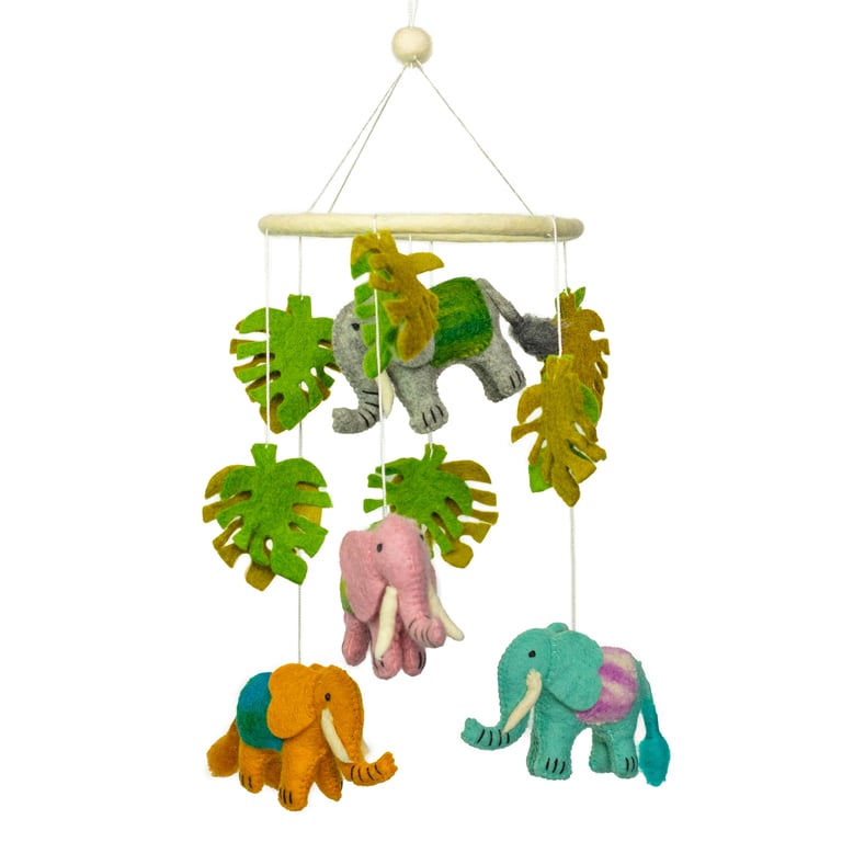 Handmade Felt Mobiles - Realistic Elephant Design - Artisanal Crafts Co.