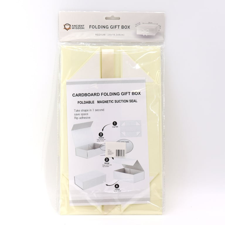 Ivory Medium Square Flat Pack Gift Box - Compact and Versatile Packaging Solution (20x18.2x8cm)