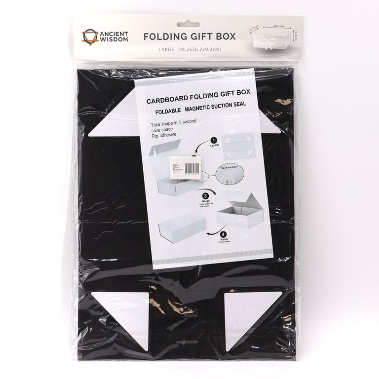 Large Flat Pack Gift Box - Black - 28.2x20.2x9.2cm