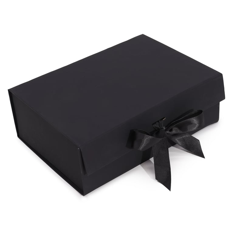 Large Flat Pack Gift Box - Black - 28.2x20.2x9.2cm