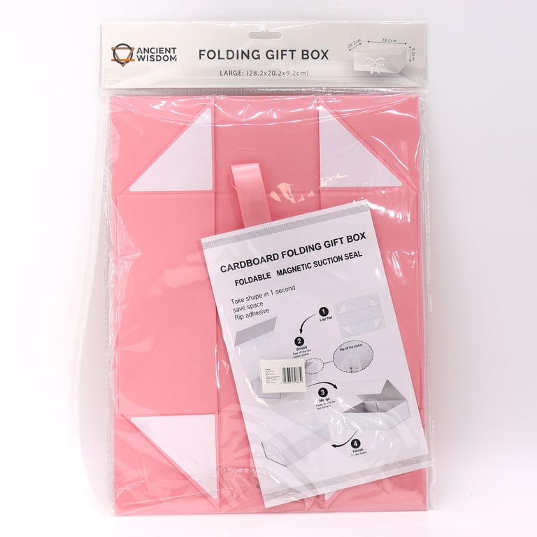 Large Flat Pack Gift Box - 28x20x9cm Pink Presentation Box for Gift Wrapping