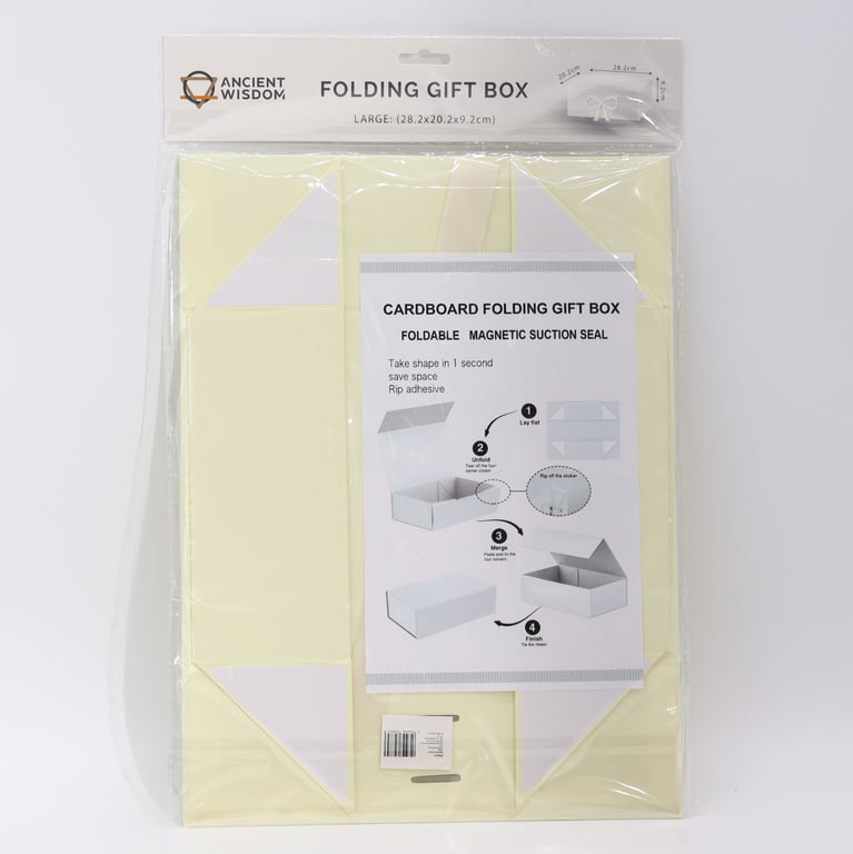 Large Flat Pack Ivory Gift Box - 28.2x20.2x9.2cm, Compact and Versatile Packaging Solution
