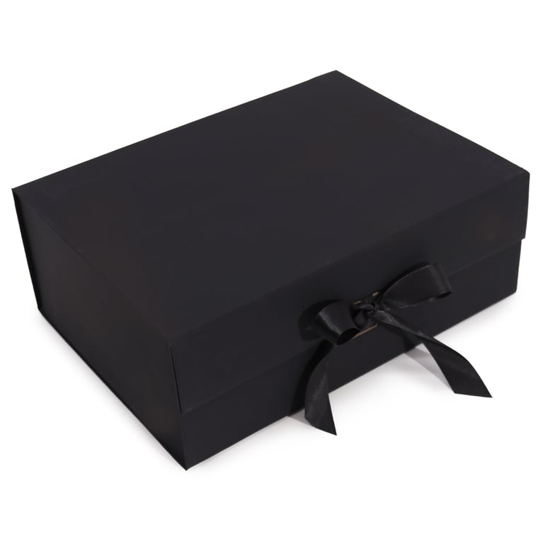 Extra Large Black Flat Pack Gift Box - 33x25x12cm DIY Packaging Solution