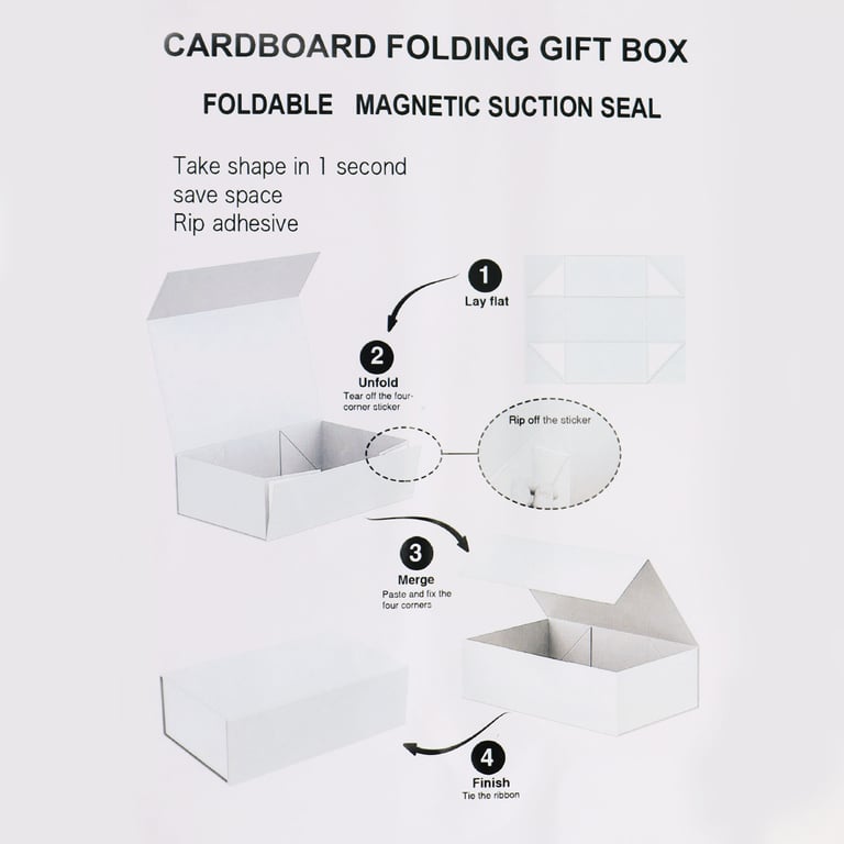 Extra Large Black Flat Pack Gift Box - 33x25x12cm DIY Packaging Solution