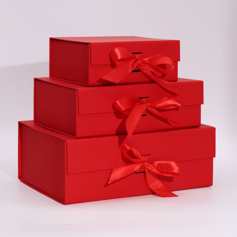 Extra Large Red Flat Pack Gift Box (33x25x12cm) - Ideal for Bulk Packaging and Presentations