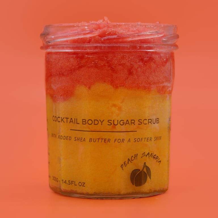 Peach Sangria Fragranced Sugar Body Scrub 300g - Exfoliating Scented Skin Treatment