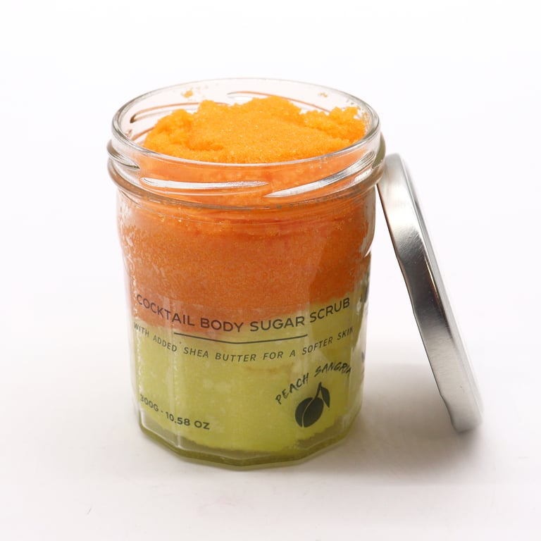 Peach Sangria Fragranced Sugar Body Scrub 300g - Exfoliating Scented Skin Treatment
