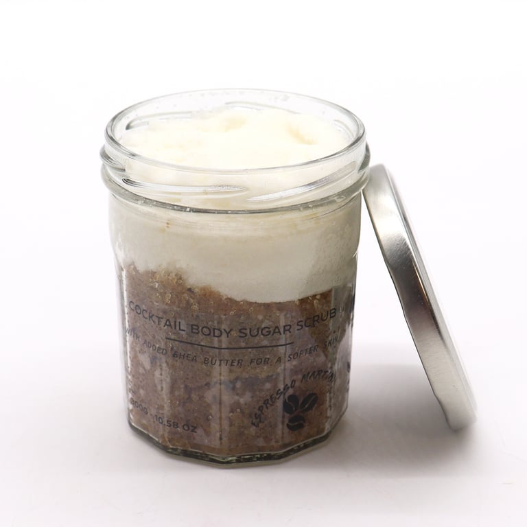 Fragranced Sugar Body Scrub - Espresso Martini 300g, Exfoliates and Moisturizes Skin with Coffee Fragrance.