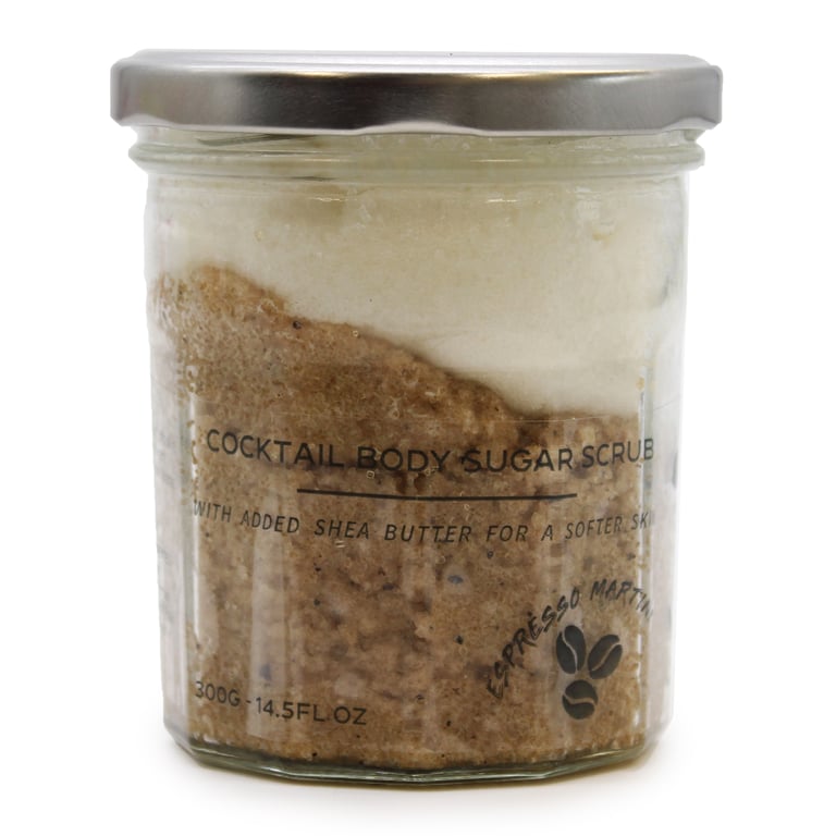 Fragranced Sugar Body Scrub - Espresso Martini 300g, Exfoliates and Moisturizes Skin with Coffee Fragrance.