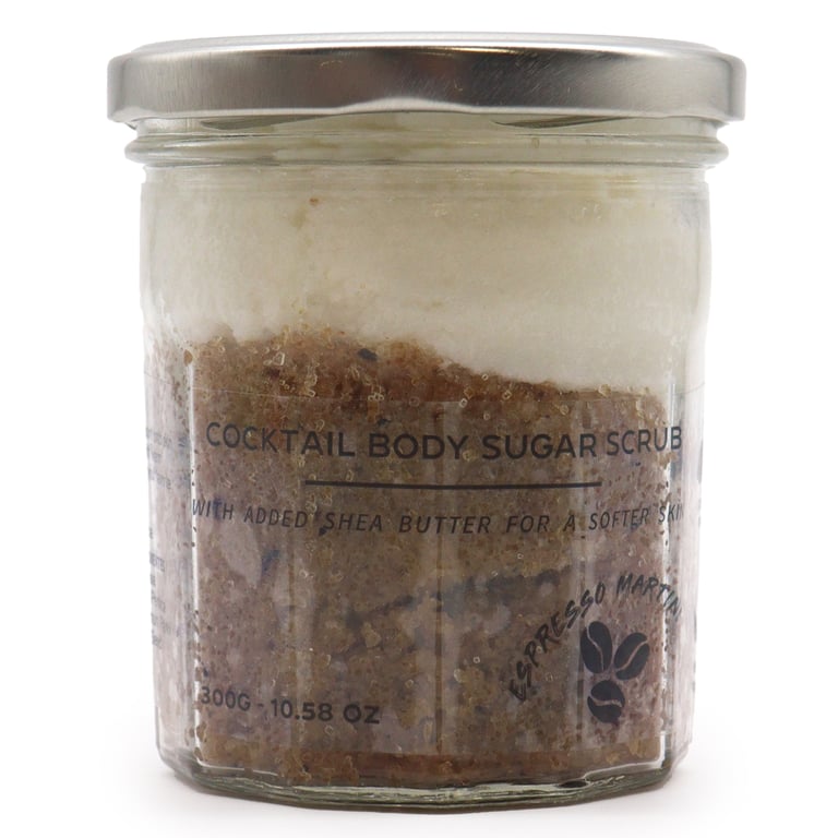 Fragranced Sugar Body Scrub - Espresso Martini 300g, Exfoliates and Moisturizes Skin with Coffee Fragrance.