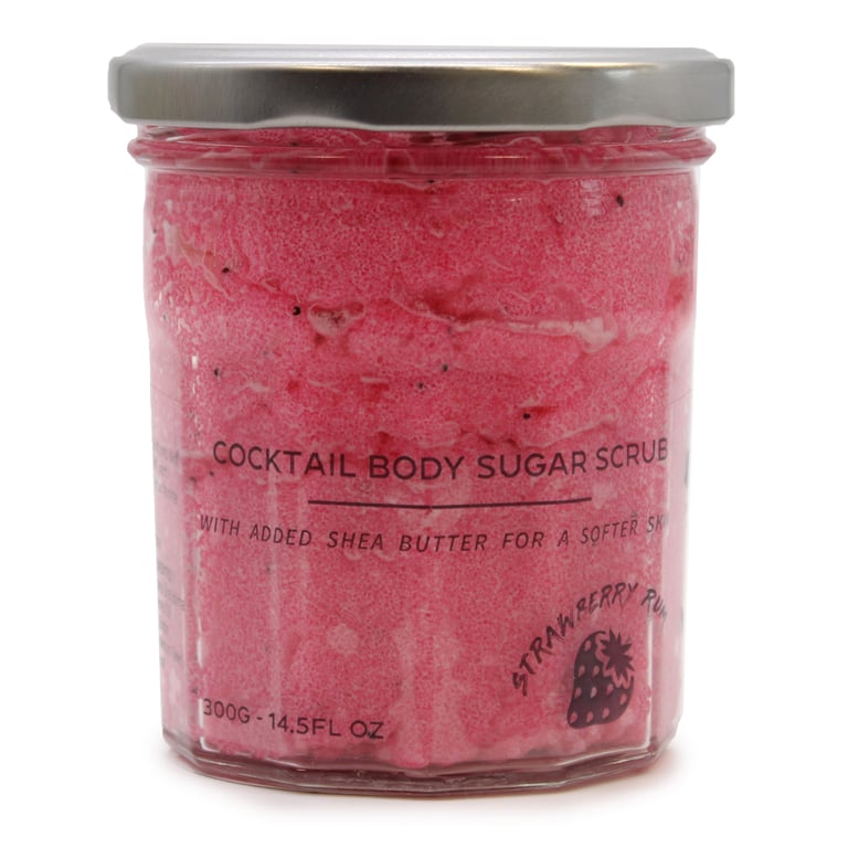Strawberry Rum Fragranced Sugar Body Scrub - 300g Exfoliant for Smooth Skin