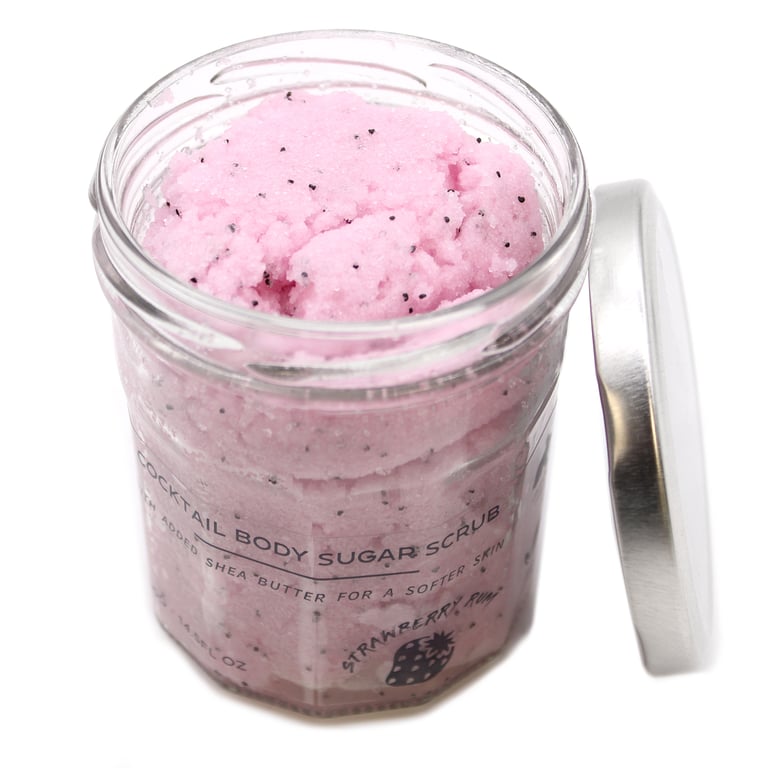 Strawberry Rum Fragranced Sugar Body Scrub - 300g Exfoliant for Smooth Skin