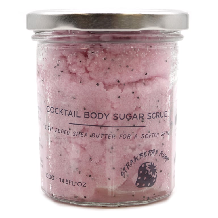 Strawberry Rum Fragranced Sugar Body Scrub - 300g Exfoliant for Smooth Skin