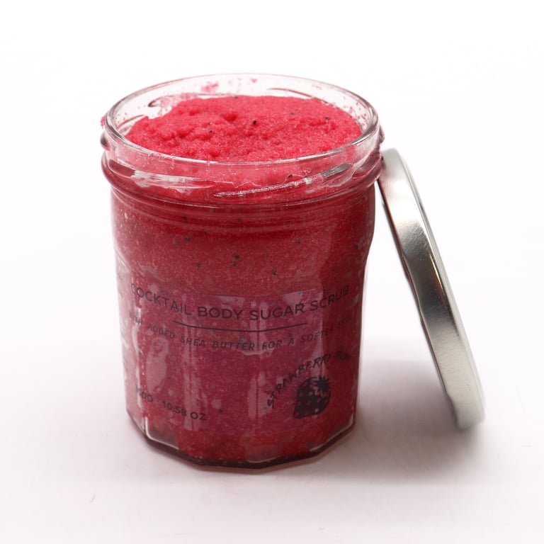 Strawberry Rum Fragranced Sugar Body Scrub - 300g Exfoliant for Smooth Skin