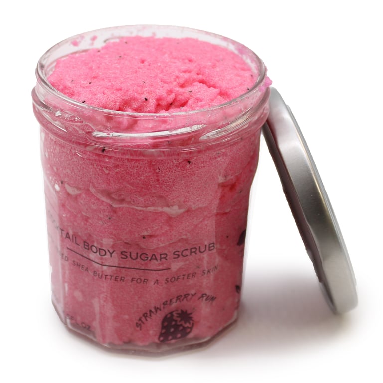 Strawberry Rum Fragranced Sugar Body Scrub - 300g Exfoliant for Smooth Skin