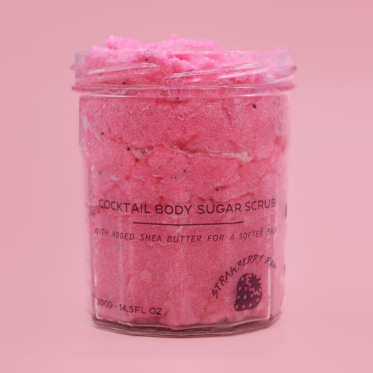 Strawberry Rum Fragranced Sugar Body Scrub - 300g Exfoliant for Smooth Skin