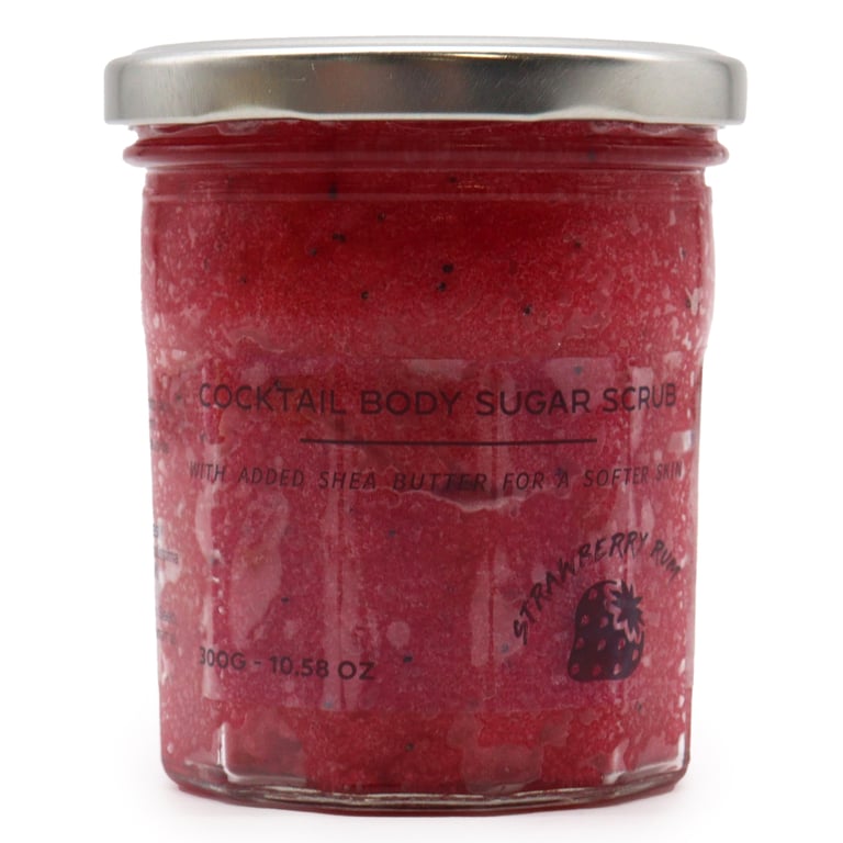 Strawberry Rum Fragranced Sugar Body Scrub - 300g Exfoliant for Smooth Skin
