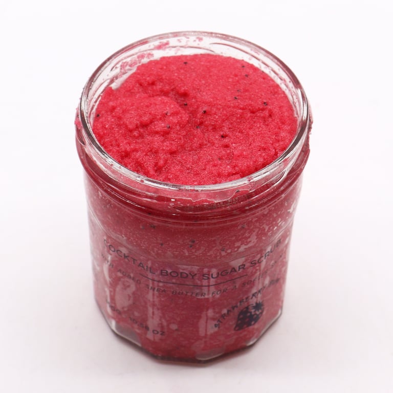 Strawberry Rum Fragranced Sugar Body Scrub - 300g Exfoliant for Smooth Skin