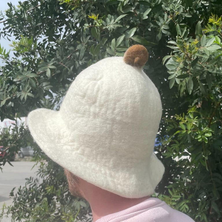 Felted Sauna Hat (Natural) - Insulating & Absorbent - Brand Name