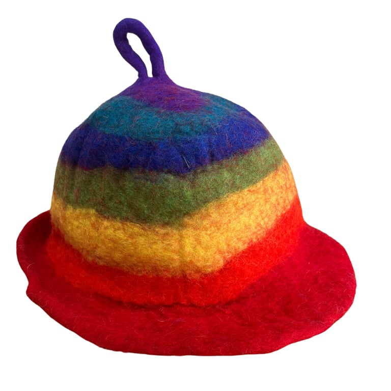 Felted Rainbow Sauna Bowl Hat - Warmth & Style by Brand Name
