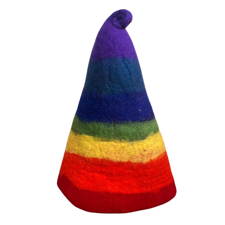 Felted Rainbow Sauna Hat - Handmade Insulating Wizard Cap