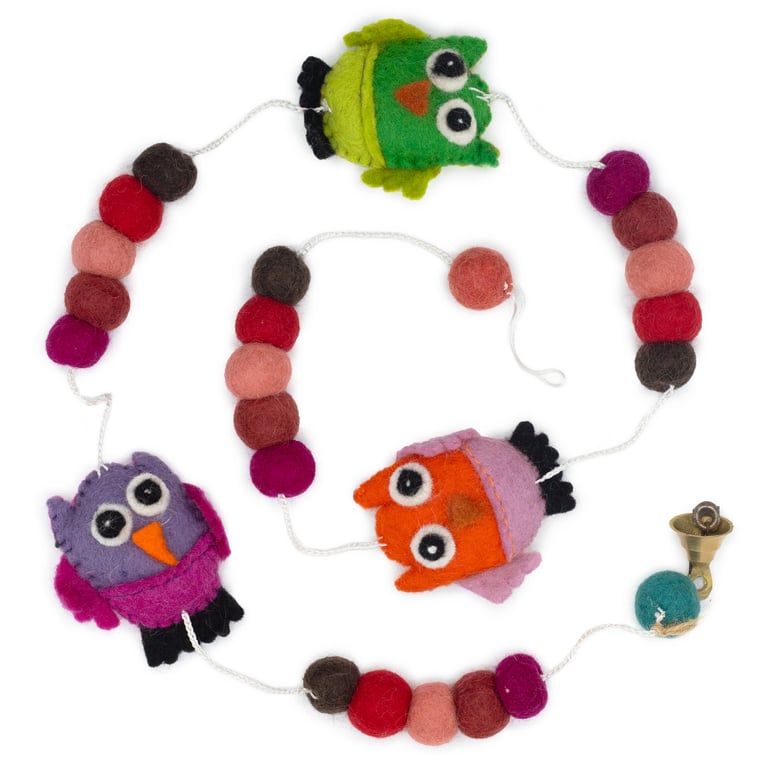Abstract Felt Wall Art - Owl Decor Nature-Inspired Home Hanging