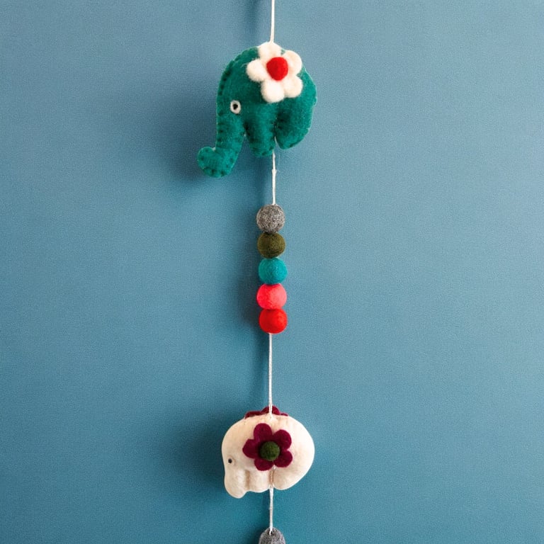 Felt Elephant Wall Hanging - Modern Decorative Art Piece