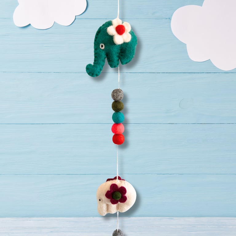 Felt Elephant Wall Hanging - Modern Decorative Art Piece