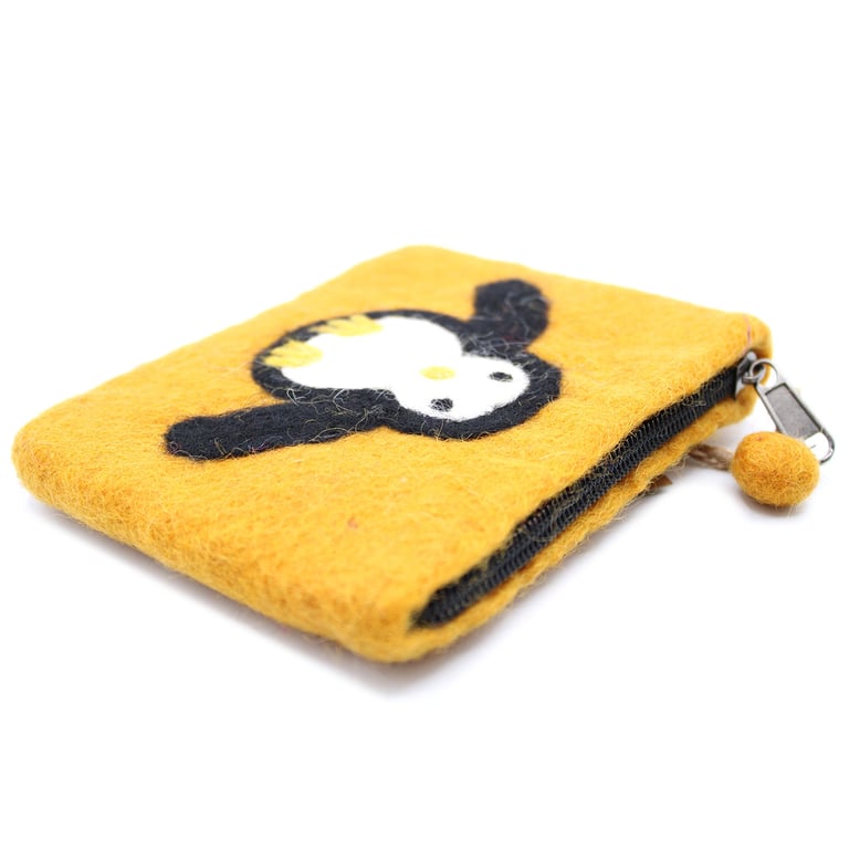 Natural Felt Pouch - Cute Penguin Design Zipper Organizer Bag