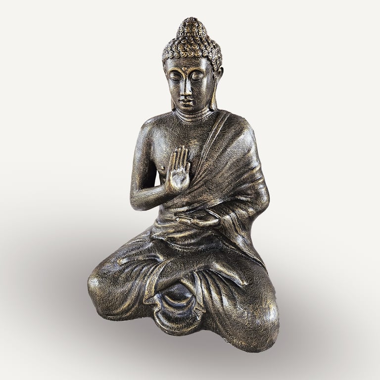 1.5m Antique Gold Buddha Meditation Stupa - Large Vintage Design