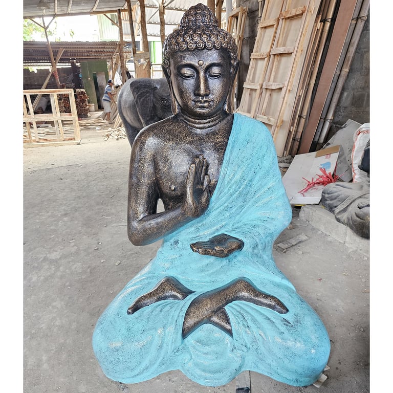 1.5m Turquoise & Stone Buddha Meditation Stupa - Large, Spiritual Decor