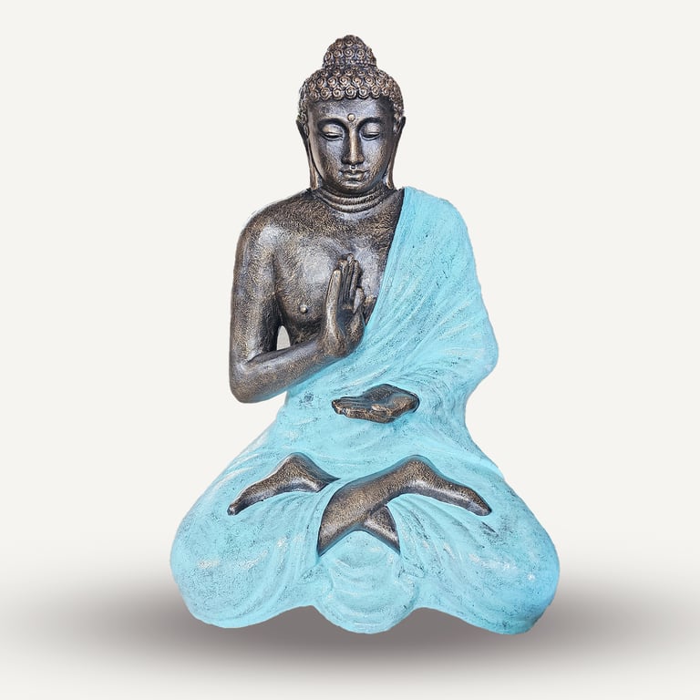 1.5m Turquoise & Stone Buddha Meditation Stupa - Large, Spiritual Decor
