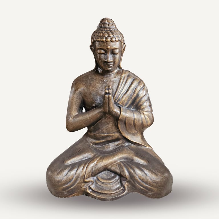 1.2m Tall Antique Gold Praying Buddha Statue - Large Size