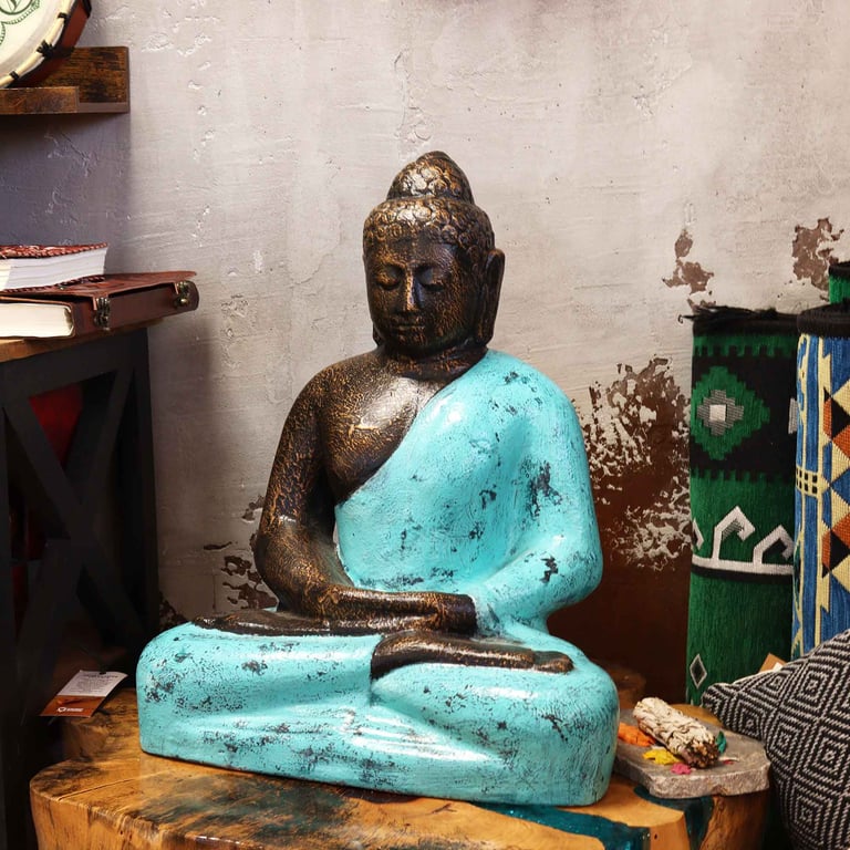 Turquoise & Stone Buddha Statue (0.5m) - Medium Classic, Authentic Brand Unspecified