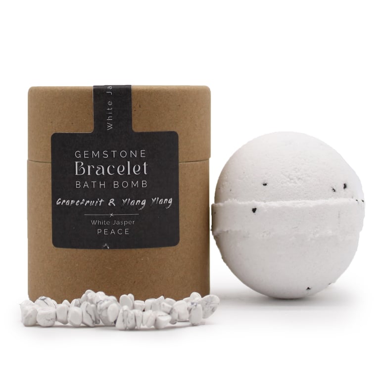 White Jasper Gemstone Bath Bomb Bracelet, Relaxing Mineral Infused Soaking Experience