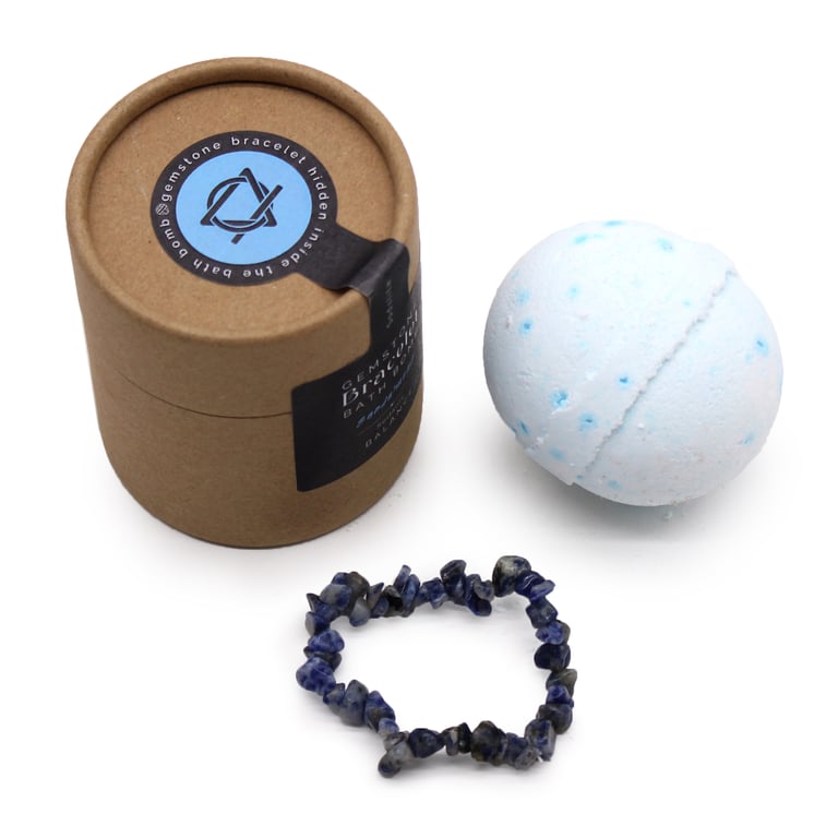 Sodalite Gemstone Infused Bath Bomb Bracelet for Relaxation and Crystal Healing