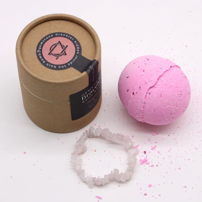 Rose Quartz Gemstone Filled Bath Bomb Relaxation Gift Set