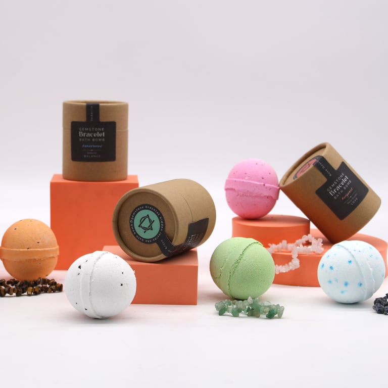 Rose Quartz Gemstone Filled Bath Bomb Relaxation Gift Set
