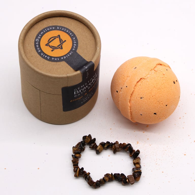 Tiger Eye Gemstone Relaxation Bath Bomb & Luxurious Bracelet Set
