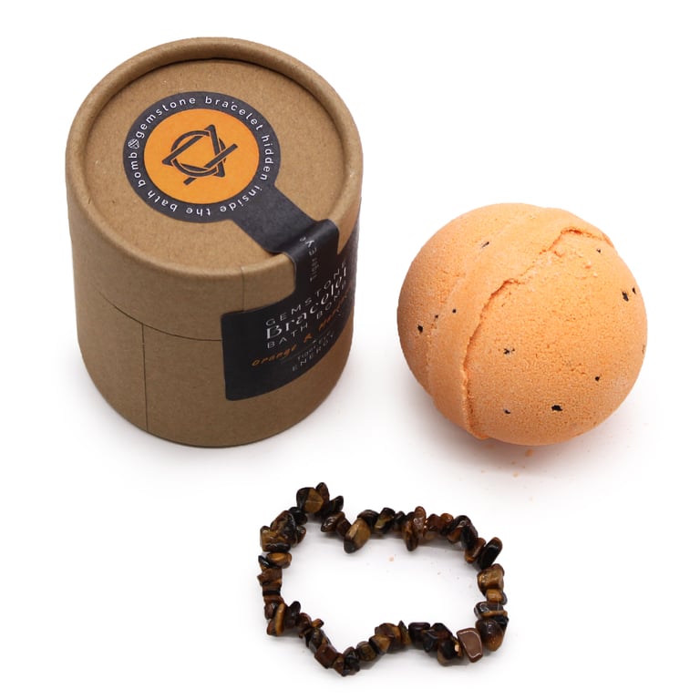 Tiger Eye Gemstone Relaxation Bath Bomb & Luxurious Bracelet Set