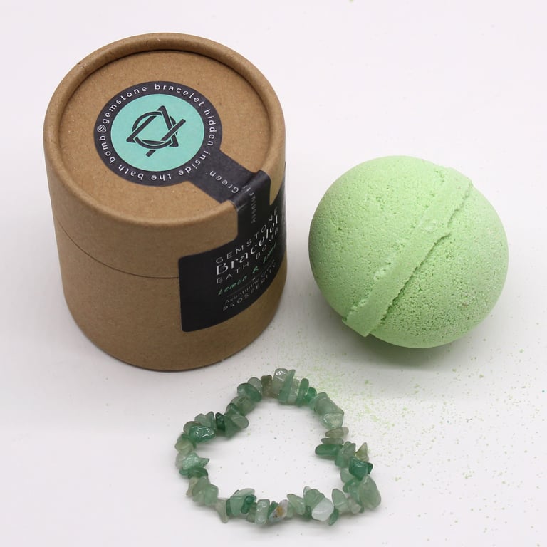 Green Aventurine Gem Bracelet Bath Bomb - Natural Skincare Relaxation and Aromatherapy Bliss