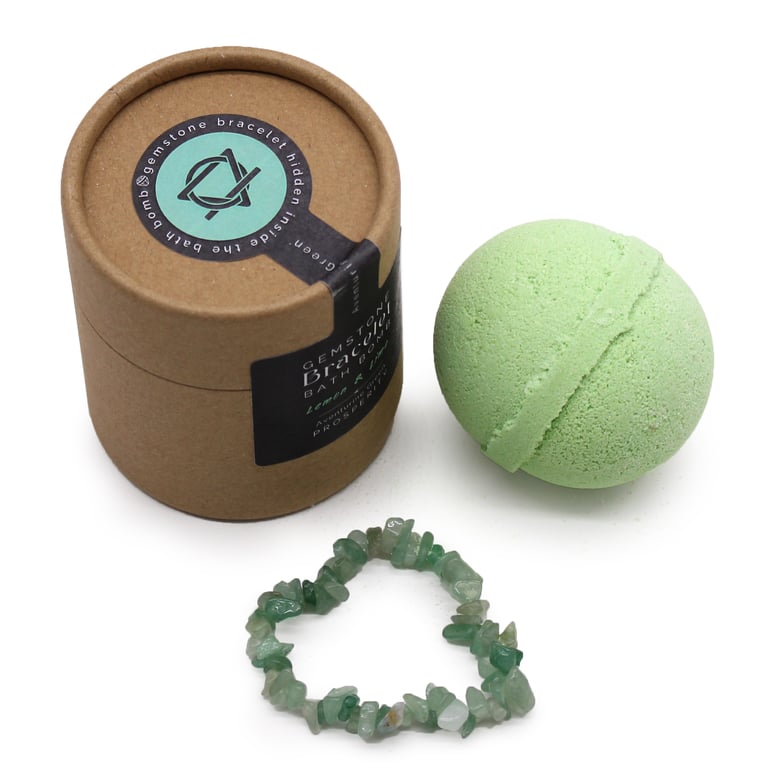 Green Aventurine Gem Bracelet Bath Bomb - Natural Skincare Relaxation and Aromatherapy Bliss